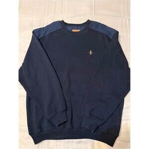 Monterey Club Men's Navy Crewneck Sweatshirt with Contrast Shoulders